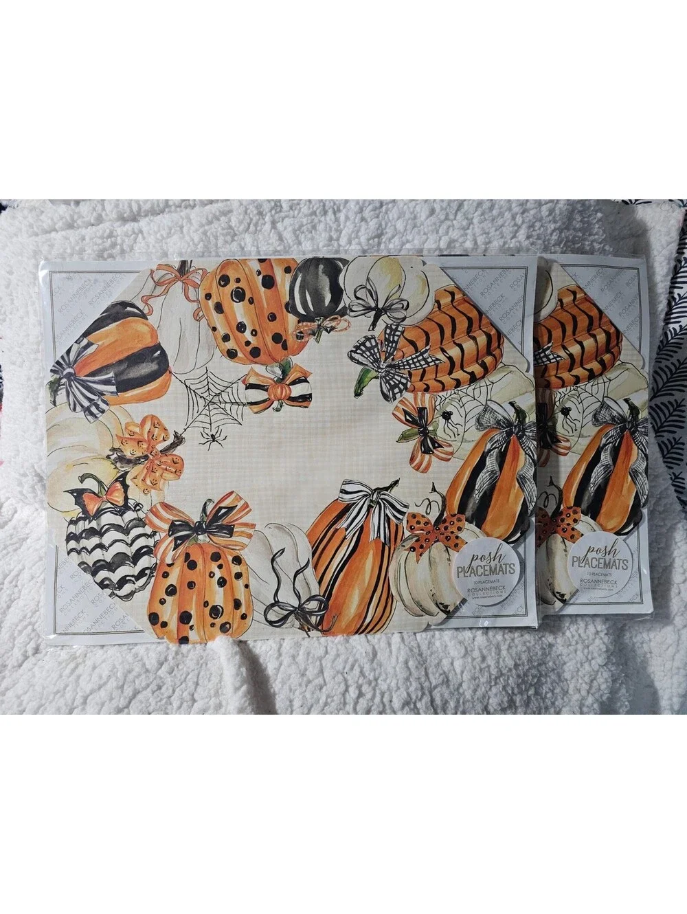 (2 Packs) New Posh 10 Placemats Paper Halloween Pumpkins & Spiders Webs 17